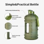 TOOFEEL 2.2 Liters Gym Big Sports Water Bottles for Men - Reusable BPA Free Plastic Clear Water Jug - Unique Water Bottles, Comfurtable to Touch and Easy to Clearn - Matte Olive Water Boottle - Image 5