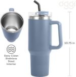 OGGI 40 oz Tumbler with Handle, Straw & Lid - Big Water Bottle, Travel Coffee Mug, Stainless Steel Vacuum Insulated Thermal Cup for Hot Cold Beverages, Cold for 24Hrs & Hot for 12Hrs - Blue - Image 5