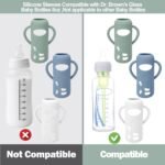 3 Pack Silicone Sleeves for Dr. Brown's Glass Baby Bottles - Drop Protection Baby Bottle Sleeves,Compatible with Dr. Brown's Newborn Glass Bottles,with Silicone Handles,8 oz - Image 3