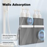 YOTIME 4in1 Travel Bottles Set, Vacuum Silicone Suction Cup for Smooth Walls, TSA Approved Leak Proof Travel Size Containers for Toiletries, Shampoo, Body Wash and Conditioner, Gray - Image 3