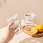 13oz Glass Tumbler with Lid and Glass Straw Set of 2 – Thick-Walled Iced Coffee Cup, Reusable Clear Glass Cups for Water, Iced Tea, Coffee, Juice, Perfect for On-the-Go & Daily Use - Image 6