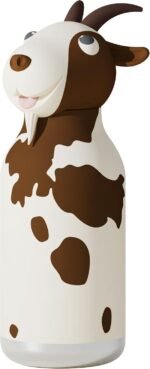 asobu Bestie Bottle Insulated Stainless Steel Water Bottle with Detachable Soft Animal Head Fun Drinking For Kids and Teens with Flexible Reusable Straw 16 Ounce (Goat) - Image 3