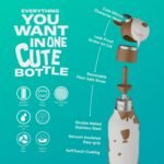 asobu Bestie Bottle Insulated Stainless Steel Water Bottle with Detachable Soft Animal Head Fun Drinking For Kids and Teens with Flexible Reusable Straw 16 Ounce (Goat) - Image 4