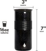Elemental Artisan Insulated Tumbler, Triple Wall Coffee Travel Mug, Reusable Stainless Steel Coffee Tumbler with Ceramic Lid, Thermal Coffee Cups for Hot (6 Hrs) & Cold (18 Hrs), 16oz - Black Speckle - Image 3