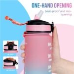 Floral Horse 32 oz Water Bottle with Times Marker to Drink and Straw, Carrying Strap, Leakproof BPA-Free, Ensure You Drink Enough Water for Fitness, Gym, Camping, Outdoor Sports - Image 4