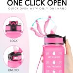 Floral Horse 32 oz Water Bottle with Times Marker to Drink and Straw, Carrying Strap, Leakproof BPA-Free, Ensure You Drink Enough Water for Fitness, Gym, Camping, Outdoor Sports - Image 5