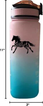 Floral Horse 32 oz Water Bottle with Times Marker to Drink and Straw, Carrying Strap, Leakproof BPA-Free, Ensure You Drink Enough Water for Fitness, Gym, Camping, Outdoor Sports - Image 6