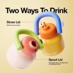 CHAKO LAB Water Bottle with Straw and Carry Handle | Wide Mouth vacuum insulated stainless steel Bottles | Reusable, leak-proof and BPA-free | 33oz(Yellow and blue) - Image 5