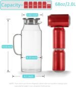 Bivvclaz 2 Liter 68 oz Glass Pitcher with Lid and Handle, Glass Carafe for Hot/Cold Water, Large Iced Tea Pitcher for Coffee, Juice and Homemade Beverage - Image 3