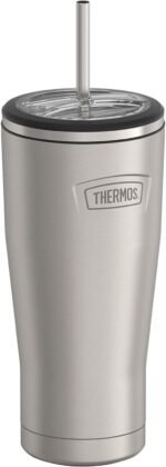 THERMOS ICON SERIES, Stainless Steel Cold Tumbler with Lid and Straw - 24 Ounce, Matte Stainless Steel - Vacuum Insulated Tumbler - Image 3