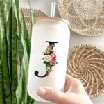 Personalized Glass Cups with Lids and Straws, Monogrammed Gifts for Women, Custom Tumbler, Cute Customized Mug, Aesthetic Stuff, Initial Iced Coffee Cup, Birthday Bridesmaid Gifts, M - Image 4