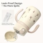 Evorie Leak Proof Vacuum Insulated Water Bottle, 316L Stainless Steel Sippy Cup for Toddlers, 11 oz Straw Cup with Handle & Adjustable Strap, Keeps Drinks Warm or Cold (1Pack, Giraffe) - Image 3