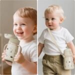 Evorie Leak Proof Vacuum Insulated Water Bottle, 316L Stainless Steel Sippy Cup for Toddlers, 11 oz Straw Cup with Handle & Adjustable Strap, Keeps Drinks Warm or Cold (1Pack, Giraffe) - Image 4