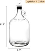 Dicunoy 1 Gallon Glass Jugs, 128 OZ Large Fermenting Jug with Seal Lid, Wine Growler Carboy Bottle with Handle for Juice, Milk, Water, Vinegar, Limoncello, Home Decoration, Change Jar - Image 3