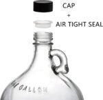 Dicunoy 1 Gallon Glass Jugs, 128 OZ Large Fermenting Jug with Seal Lid, Wine Growler Carboy Bottle with Handle for Juice, Milk, Water, Vinegar, Limoncello, Home Decoration, Change Jar - Image 4
