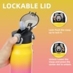 Insulated Water Bottle with Straw and Carry Loop,18 oz Stainless Steel Double Wall Vaccum Metal Water Flask with Leak-proof Lid,Rainbow - Image 3