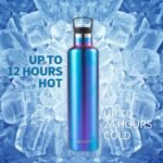 Nuovoo Stainless Steel Double Wall Water Bottle, 32oz Vacuum Insulated Bottle With 2 Straw Lids, Insulated Water Bottle Keeps Water Cold for Hiking, Sports, Outdoor (Rainbow) - Image 3