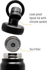 Water Bottle with Magnetic holder compatible with for iPhone - Stainless Steel Gym & Sports Bottle for Men and Women - Spout Lid - Insulated Double Walled - Leak Proof Thermos - 24 (Black) - Image 3