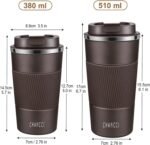 Travel Coffee Mug Spill Proof Leakproof 16 oz Insulated Coffee Mug with Screw Lid, Stainless Steel Vacuum Tumbler Reusable Thermal Coffee Cup to go for Hot and Cold Drinks -510ml, Brown - Image 5