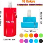 10 Pack Collapsible Water Bottles,Reusable Drinking Water Bags with Carabiner Clip,480ml Travel Water Bottle,Leak Proof Water Bottles for Camping,Hiking Travel,Gym,Sports,Biking,BPA Free - Image 3