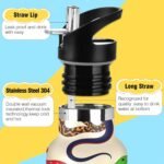 Kids Water Bottle Leakproof Insulated Water Bottles 20oz, BPA-Free, Snakes Beige - Image 4