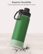 koodee Insulated Water Bottle, 18 oz Stainless Steel Double Wall Vacuum Wide Mouth Sport Bottle with Leakproof Spout Lid (Grass Green) - Image 3
