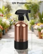 Amber Glass Spray Bottle with Silicone Sleeve Protection, 16 oz Refillable Spray Bottle for Cleaning Solutions, Plants, Aromatherapy, Facial Hydration (Black Sleeve(Amber Bottle) - Image 3