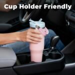 40 oz Insulated Stainless Steel Bottle with 2-in-1 Straw and Spout Lid, Water Bottle with Carry Handle Keep Cold 24H, Leak-Proof, Fits in Car Cup Holder, Travel, and School（off-White） - Image 5