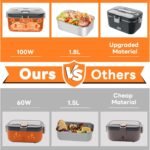 DUPASU Electric Lunch Box Food Warmer: 100W Heated Lunch Box for Adults, 1.8L Portable Fast Heating Lunchbox Food Heater for Car, Truck, Work, Travel, Lonchera Elctrica Porttil 12/24V/110-230V - Image 4