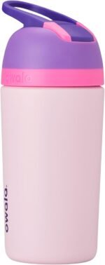 Owala Kids Flip Insulated Stainless-Steel Water Bottle with Straw and Locking Lid, 14-Ounce, Purple/Pink (Bunny Business) - Image 3
