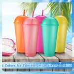 Hsei Reusable Glitter Tumbler Cups with Dome Lids and Straws 24 oz Plastic Tumbler Iced Coffee Cup Mug for Travel Birthdays Party Supplies(Classic Color,24 Pack) - Image 4