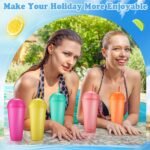 Hsei Reusable Glitter Tumbler Cups with Dome Lids and Straws 24 oz Plastic Tumbler Iced Coffee Cup Mug for Travel Birthdays Party Supplies(Classic Color,24 Pack) - Image 6
