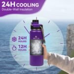 YSSOA Insulated Water Bottles 24 oz, Stainless Bottles with Lanyard & Wide Mouth Spout Lid, Leak Proof, Double Wall Vacuum Water Bottle, Keep Drinks Hot & Cold for Hiking Camping - Purple - Image 3