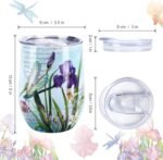 NymphFable 12oz Dragonfly Cup Wine Tumbler with Straw and Lid Insulated Stemless Wine Glass Stainless Steel Double Wall - Image 3