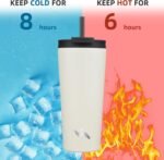 22 OZ Insulated Tumbler with Lid and 2 Straws Stainless Steel Water Bottle Vacuum Travel Mug Coffee Cup,Angel White - Image 4