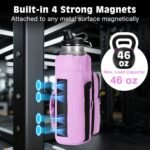 MoKo Magnetic Gym Bag, Magnetic Water Bottle Holder with Clear Phone Pouch, Built-in 4 Magnets Fitness Bag for Men and Women Compatible with Most Water Bottles, Gym Accessories Gifts, Purple - Image 3