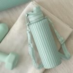 Stripe Stainless Steel Water Bottle with Strap 32oz, Insulated Bottles with Straw and Spout Lid for Gym Sports Travel Outdoor, Gifts for Women Girls Birthday Christmas - Image 6