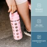Lifefactory 12-Ounce Glass Water Bottle with Active Flip Cap and Protective Silicone Sleeve, Desert Rose - Image 3
