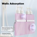 YOTIME 4in1 Travel Bottles Set, Vacuum Silicone Suction Cup for Smooth Walls, TSA Approved Leak Proof Travel Size Containers for Toiletries, Shampoo, Body Wash and Conditioner, Pink - Image 3