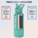 Coldest Insulated Water Bottle with Straw Lid - Stainless Steel Metal Insulated Bottle for Men & Women (Terraform Green, 32 oz) - Image 3