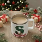 Personalized Christmas Insulated Coffee Mug with Handle – Custom Rustic Initial Letter [A] Double Wall Stainless Steel Travel Tumbler for Drinks – Unique Holiday Gift for Men, Women, & Kids(B116) - Image 5