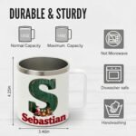 Personalized Christmas Insulated Coffee Mug with Handle – Custom Rustic Initial Letter [A] Double Wall Stainless Steel Travel Tumbler for Drinks – Unique Holiday Gift for Men, Women, & Kids(B116) - Image 7