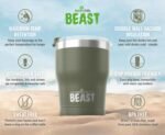 Beast 10 oz Tumbler Stainless Steel Vacuum Insulated Coffee Ice Cup Double Wall Travel Flask (Army Green) - Image 3