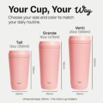 TOPL To Go Coffee Cup – Insulated Travel Coffee Mug with 360° Leak‑Safe Lid, Stainless Steel Coffee Tumbler for Hot/Cold, Spill‑Resistant, BPA‑Free - Rose, 16 oz - Image 4