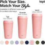 TOPL To Go Coffee Cup – Insulated Travel Coffee Mug with 360° Leak‑Safe Lid, Stainless Steel Coffee Tumbler for Hot/Cold, Spill‑Resistant, BPA‑Free - Rose, 16 oz - Image 5