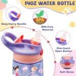 14oz Ballet Kids Water Bottle with Straw Lid - Ballerina Water Bottles for Kids, Leakproof, Lightweight, Durable Plastic Bottles for School, Pink Ballet Gift Cup for Girls Birthday Gifts - Image 3