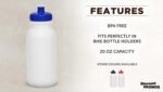 DISCOUNT PROMOS White Water Bottles with Push Cap, 10 pack, 20 oz, Reusable BPA FREE Squeezable Bottles in Bulk, White Blue - Image 3