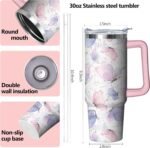 30 oz Butterfly Tumbler with Handle and Straw, Insulated Stainless Steel Cup with Lid, Travel Coffee Mug Water Bottle, Gifts for Woman Animal Lovers - Image 3