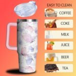 30 oz Butterfly Tumbler with Handle and Straw, Insulated Stainless Steel Cup with Lid, Travel Coffee Mug Water Bottle, Gifts for Woman Animal Lovers - Image 4