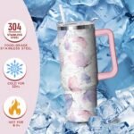 30 oz Butterfly Tumbler with Handle and Straw, Insulated Stainless Steel Cup with Lid, Travel Coffee Mug Water Bottle, Gifts for Woman Animal Lovers - Image 5